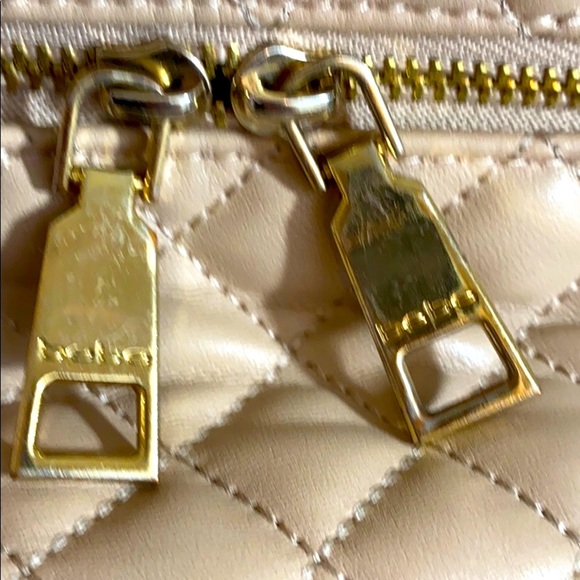 bebe quilted tan with gold hardware mini backpack - Picture 3 of 16